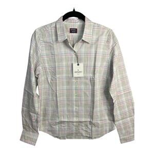 UNTUCKit Button Down Long Sleeve Striped Shirt Chasseles in Pink and Gray 6 NWT‎